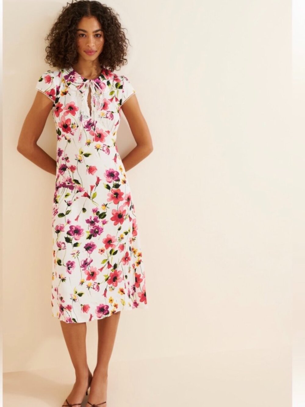 NWT Anthropologie Ivory Floral Lace Trip Midi Dress Large